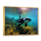 Teal Black Marine Animals Majestic Orcas - Marine Animals Home Decor Art
