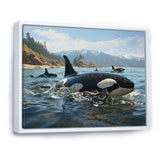 Black White Marine Animals Majestic Orcas - Marine Animals Living Room Wall Art