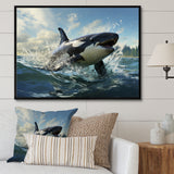 White Black Marine Animals Majestic Orcas - Marine Animals Bedroom Wall Art