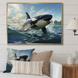 White Black Marine Animals Majestic Orcas - Marine Animals Bedroom Wall Art