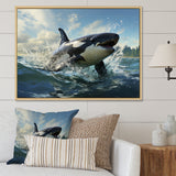 White Black Marine Animals Majestic Orcas - Marine Animals Bedroom Wall Art