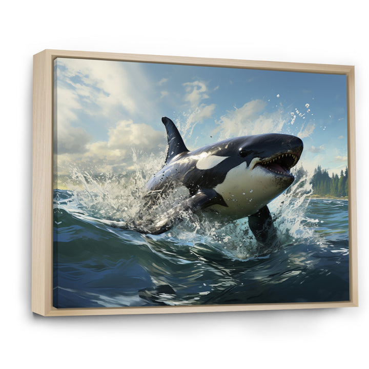 White Black Marine Animals Majestic Orcas - Marine Animals Bedroom Wall Art