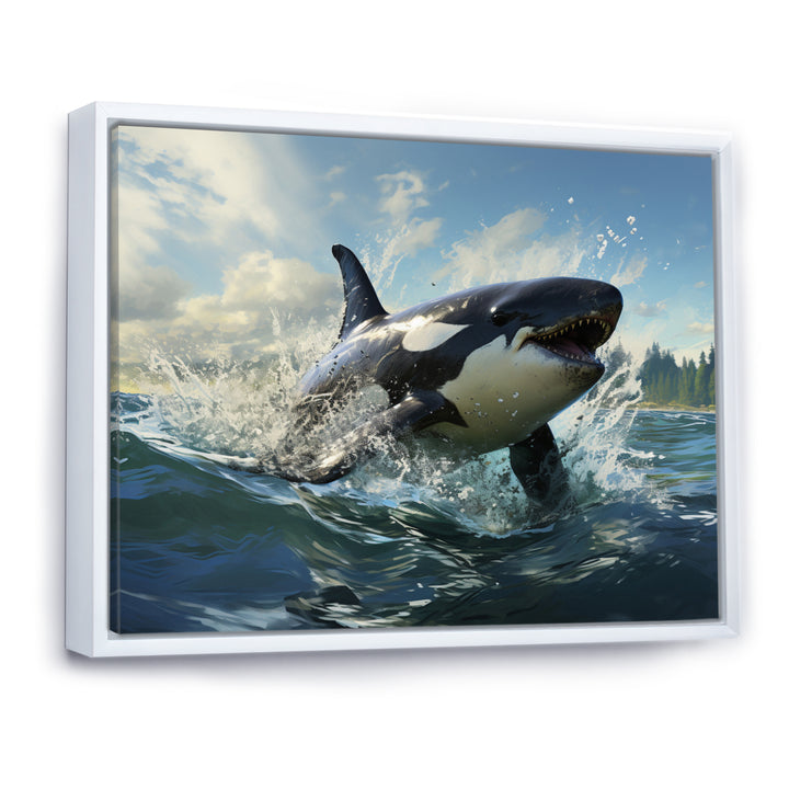 White Black Marine Animals Majestic Orcas - Marine Animals Bedroom Wall Art