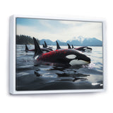 Black Red Marine Animals Majestic Orcas - Marine Animals Canvas Wall Art