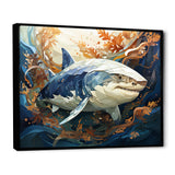 Grey Orange Shark Harmony - Marine Animals Wall Art Prints