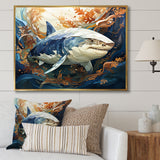 Grey Orange Shark Harmony - Marine Animals Wall Art Prints
