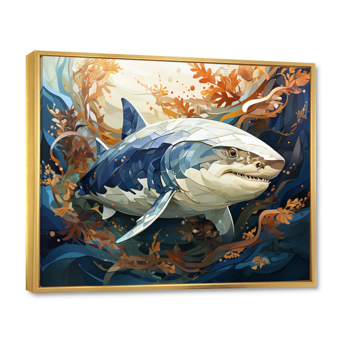 Grey Orange Shark Harmony - Marine Animals Wall Art Prints