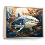 Grey Orange Shark Harmony - Marine Animals Wall Art Prints