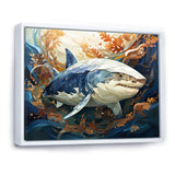 Grey Orange Shark Harmony - Marine Animals Wall Art Prints