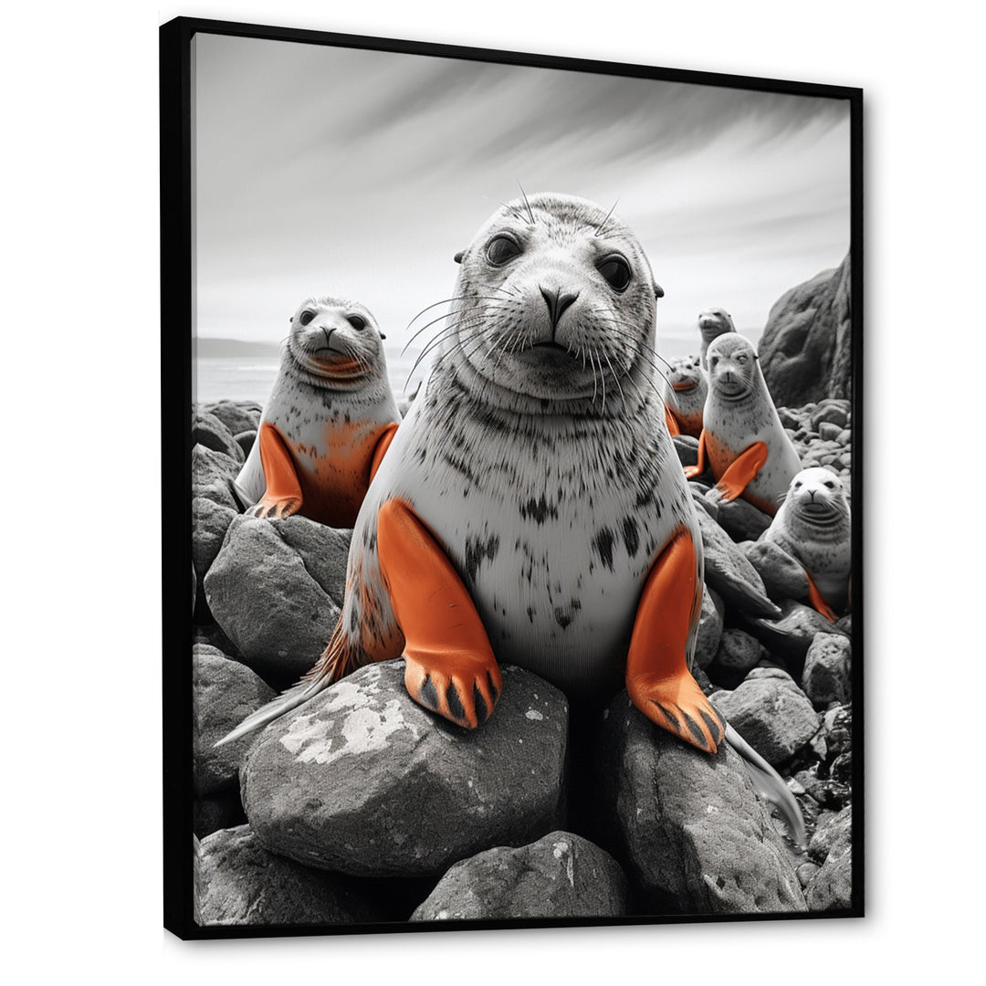 Grey Coral Seal Silent Guardians - Marine Animals Home Decor Art