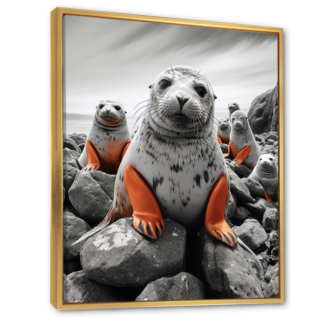 Grey Coral Seal Silent Guardians - Marine Animals Home Decor Art