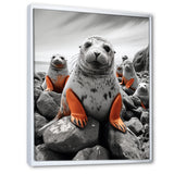 Grey Coral Seal Silent Guardians - Marine Animals Home Decor Art