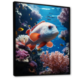 Orange Blue Marine Animals Underwater Symphony - Marine Animals Bedroom Wall Art