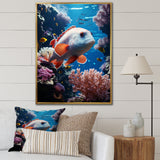 Orange Blue Marine Animals Underwater Symphony - Marine Animals Bedroom Wall Art