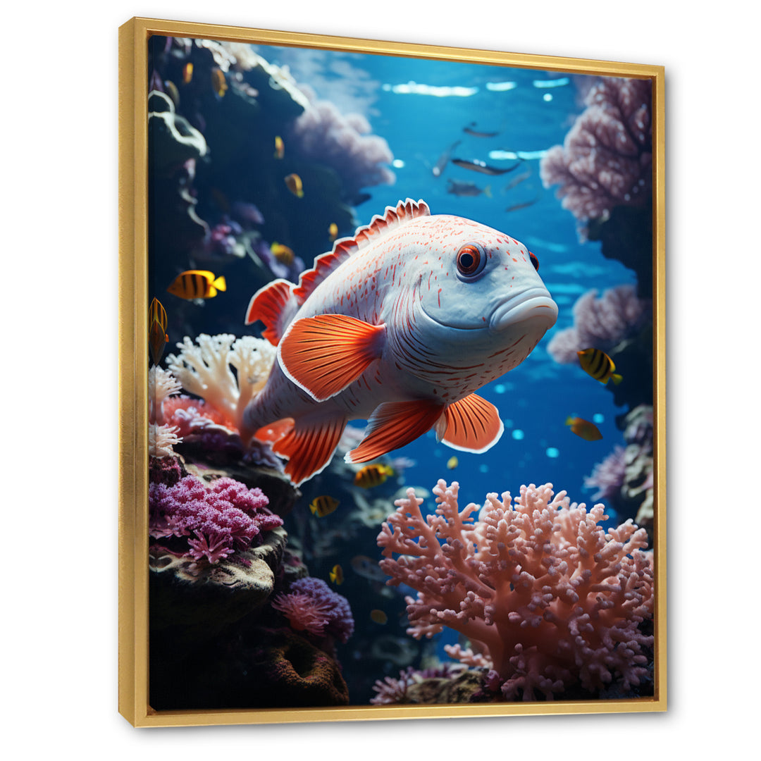 Orange Blue Marine Animals Underwater Symphony - Marine Animals Bedroom Wall Art