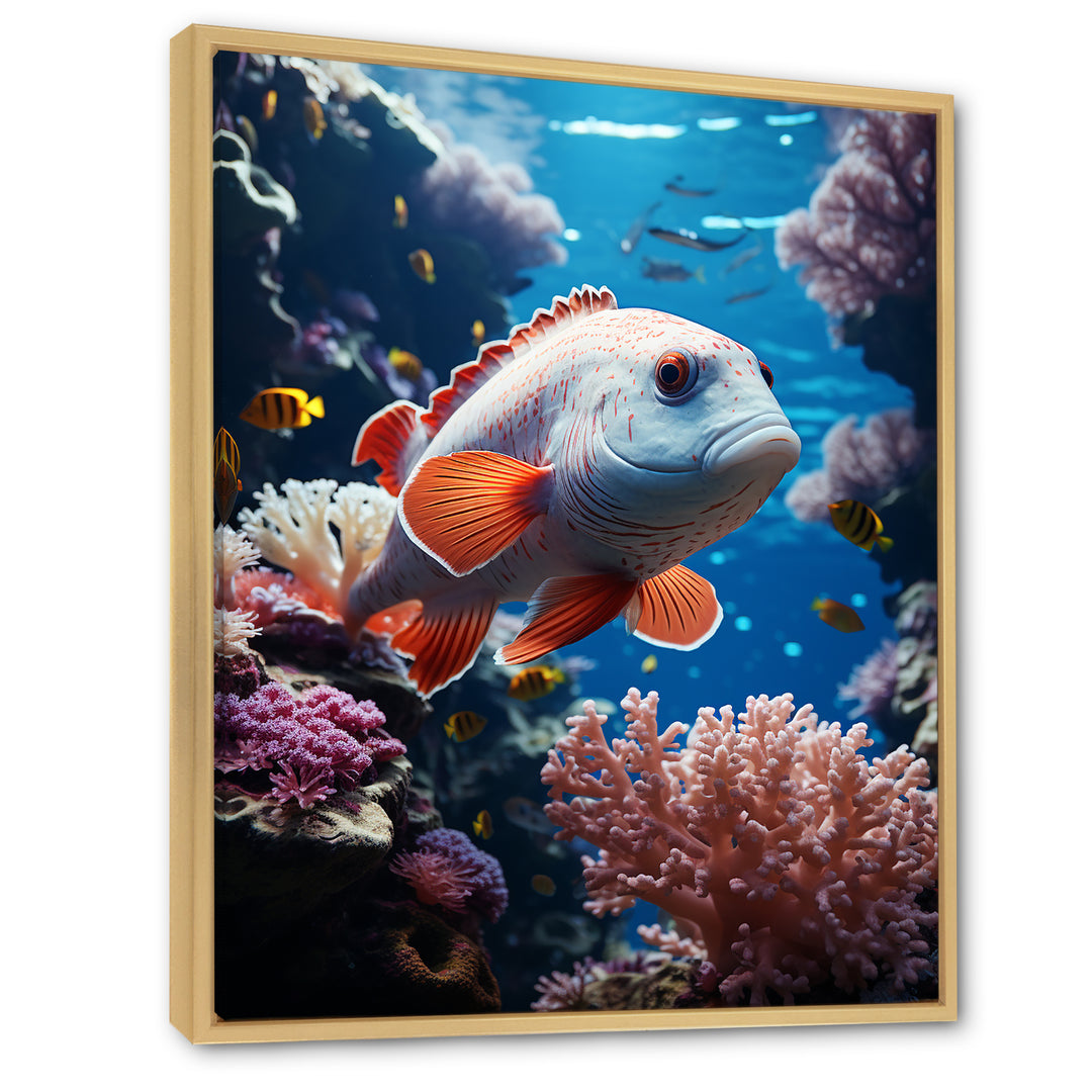 Orange Blue Marine Animals Underwater Symphony - Marine Animals Bedroom Wall Art