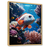 Orange Blue Marine Animals Underwater Symphony - Marine Animals Bedroom Wall Art