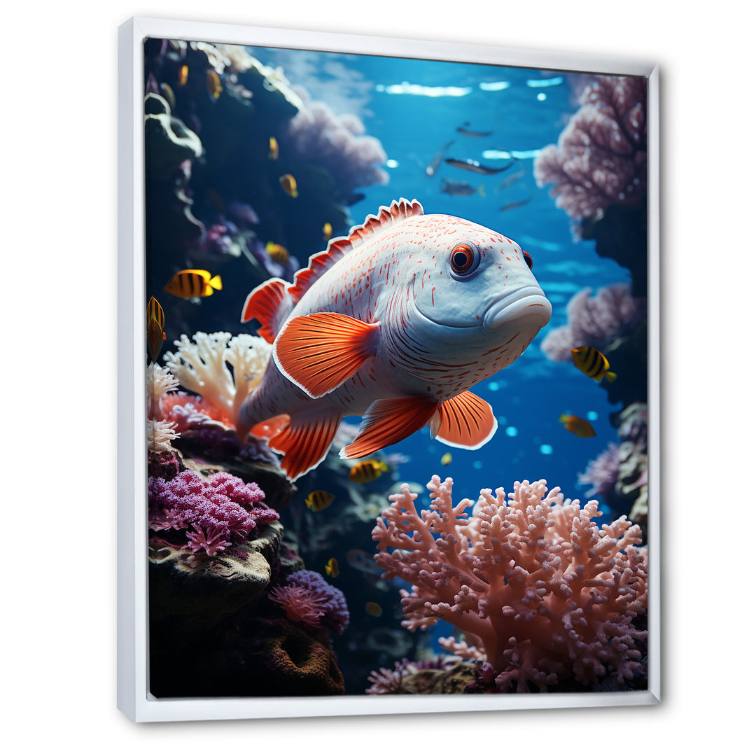 Orange Blue Marine Animals Underwater Symphony - Marine Animals Bedroom Wall Art