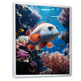 Orange Blue Marine Animals Underwater Symphony - Marine Animals Bedroom Wall Art