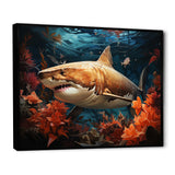 Grey Orange Shark Underwater Symphony - Marine Animals Canvas Wall Art
