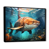 Grey Teal Shark Underwater Symphony - Marine Animals Wall Decor