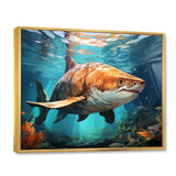 Grey Teal Shark Underwater Symphony - Marine Animals Wall Decor