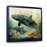 Grey Teal Marine Animals Whispering Whales - Marine Animals Wall Art Prints