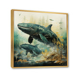 Grey Teal Marine Animals Whispering Whales - Marine Animals Wall Art Prints