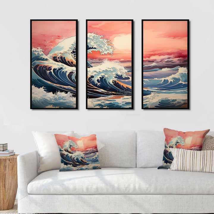 Masterpiece Pink The Great Wave Of Kanagawa I - Multi-Panels