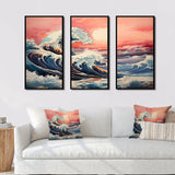 Masterpiece Pink The Great Wave Of Kanagawa I - Multi-Panels
