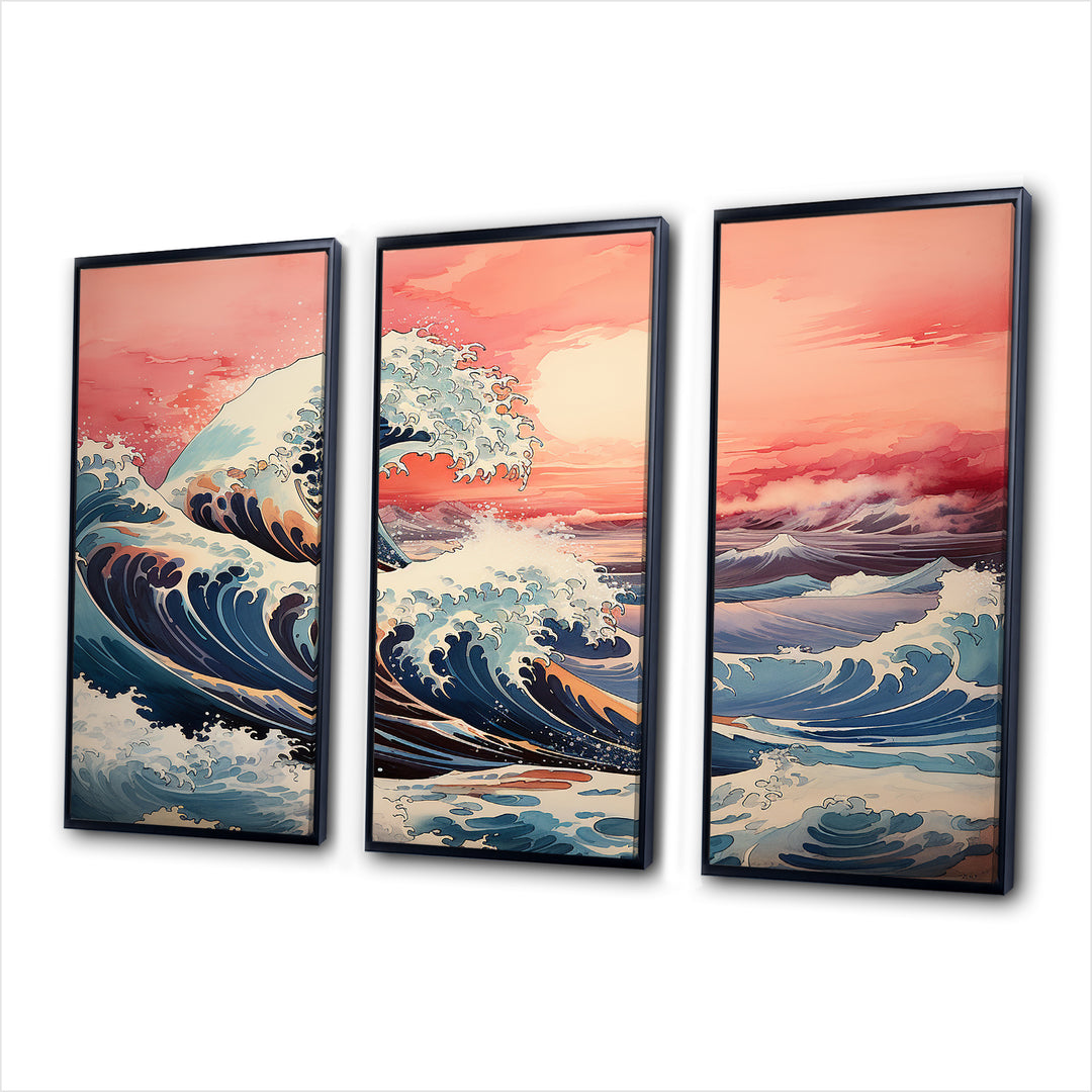 Masterpiece Pink The Great Wave Of Kanagawa I - Multi-Panels