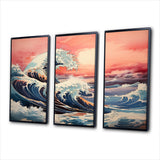Masterpiece Pink The Great Wave Of Kanagawa I - Multi-Panels
