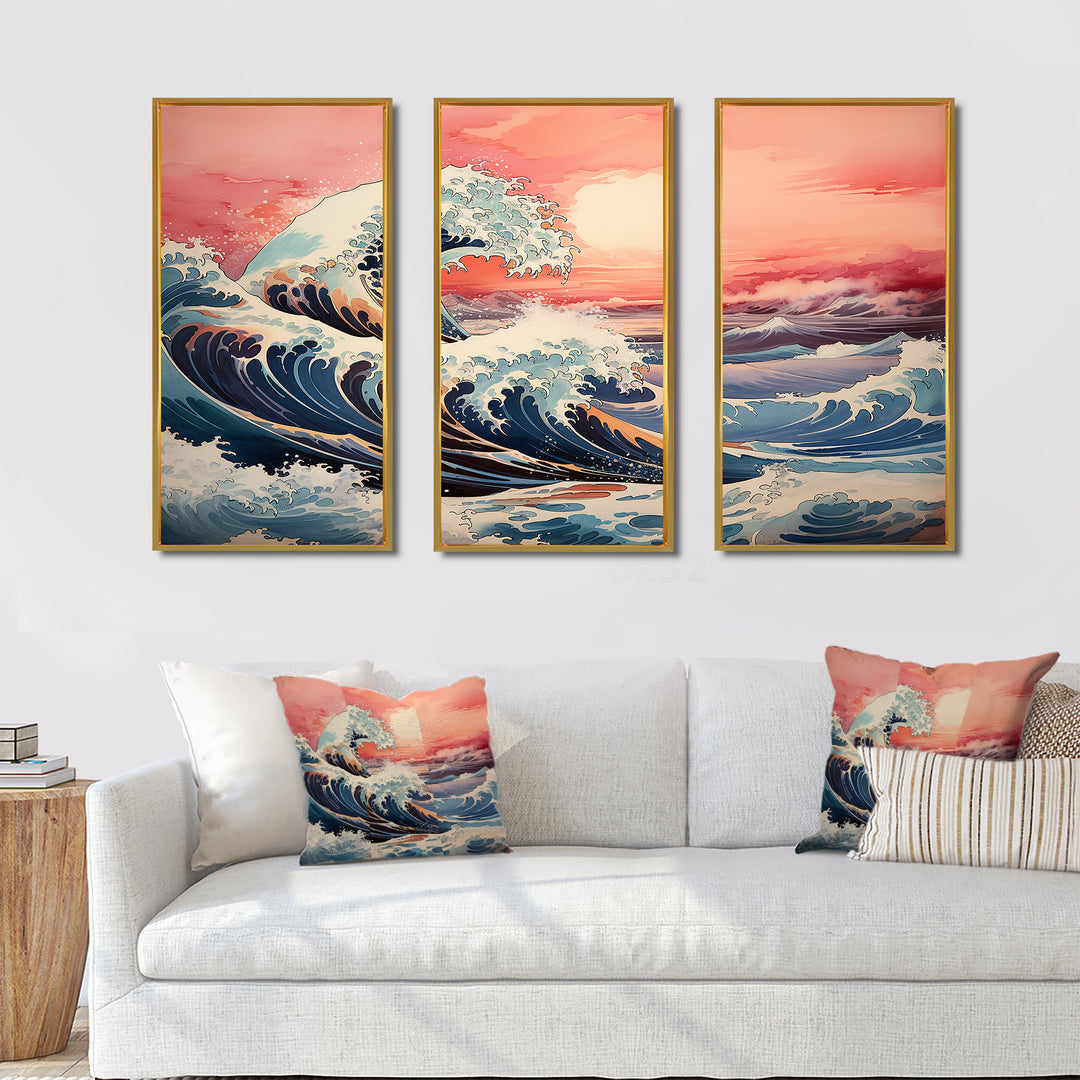 Masterpiece Pink The Great Wave Of Kanagawa I - Multi-Panels