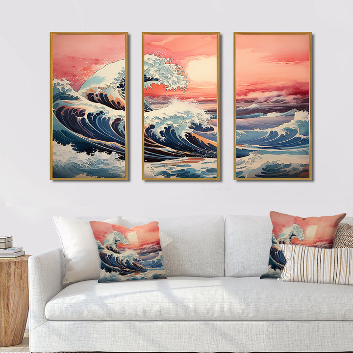 Masterpiece Pink The Great Wave Of Kanagawa I - Multi-Panels
