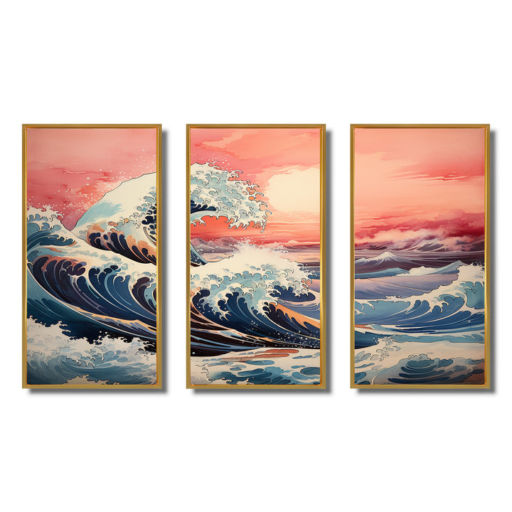 Masterpiece Pink The Great Wave Of Kanagawa I - Multi-Panels