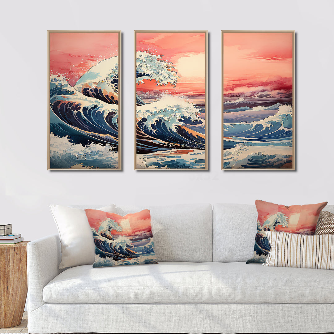 Masterpiece Pink The Great Wave Of Kanagawa I - Multi-Panels