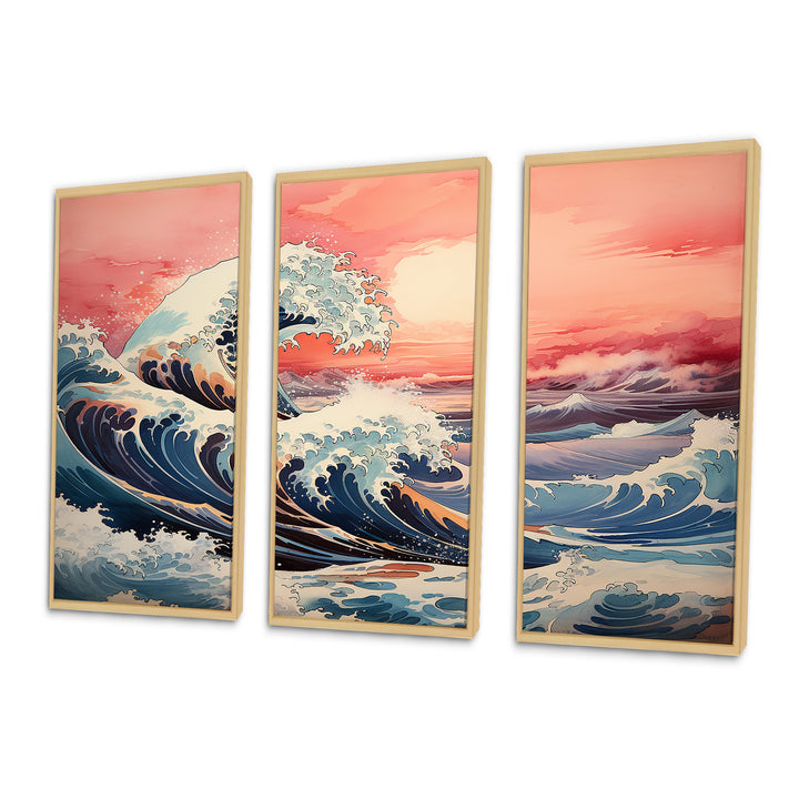 Masterpiece Pink The Great Wave Of Kanagawa I - Multi-Panels