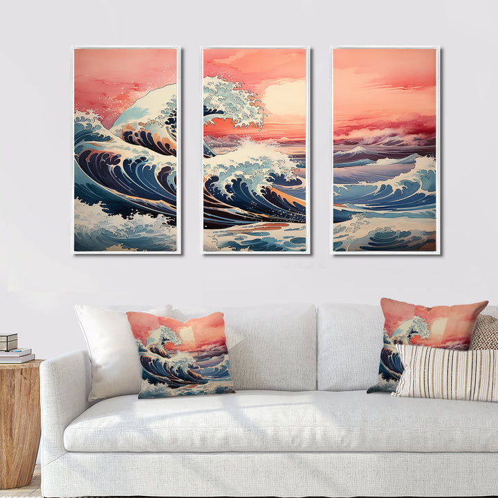 Masterpiece Pink The Great Wave Of Kanagawa I - Multi-Panels