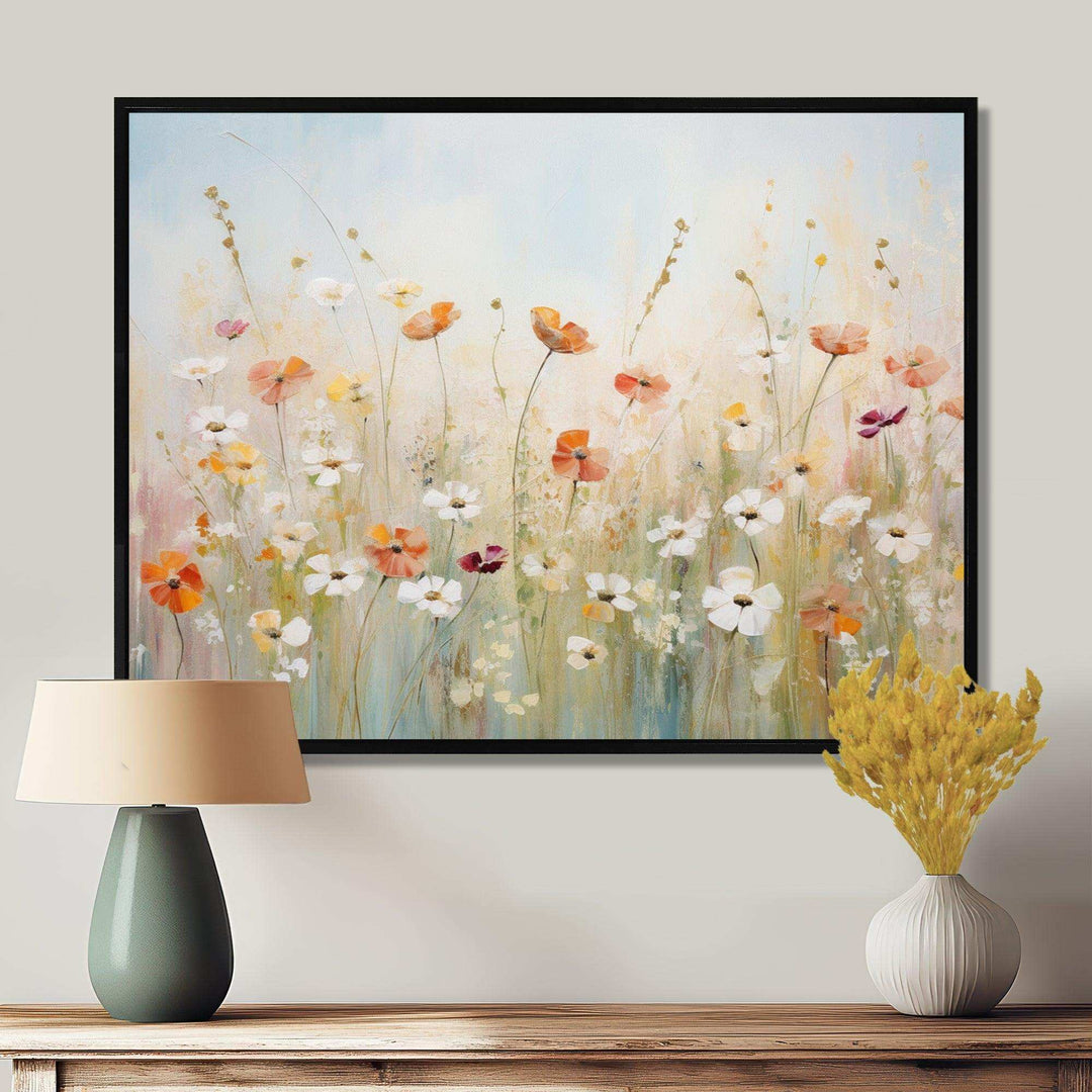 Meadow Contemporary Wildflowers - Landscapes Canvas Wall Art