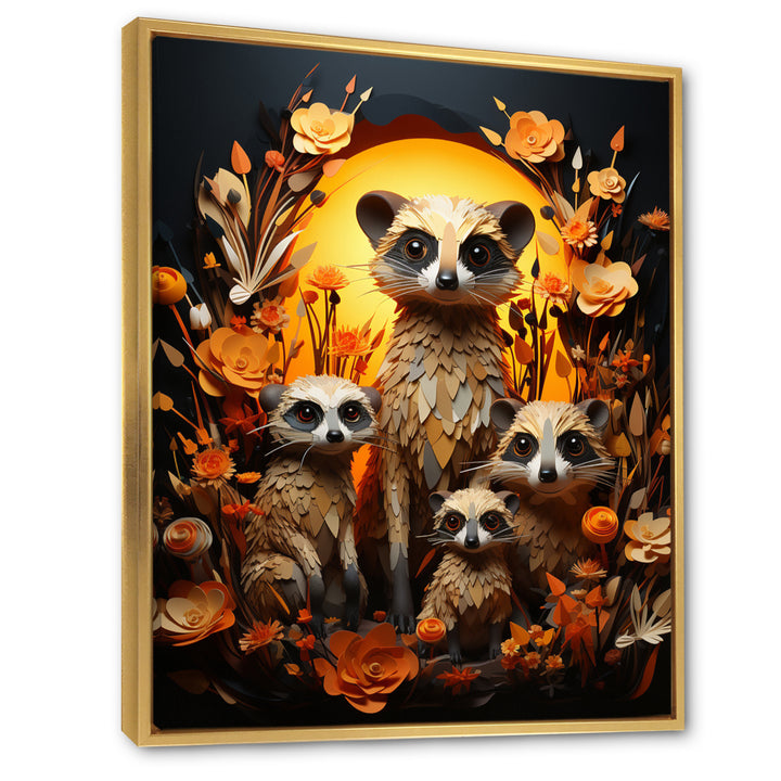 Orange Black Meercat Community Papercut - Orange Meercat Wall Art