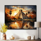 Mexico Sunset At Chichen Itza I - Landscapes Canvas Wall Art