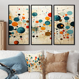 Green Beige Mid Century Abstract Retro IV - Canvas Multipanels Set of 3