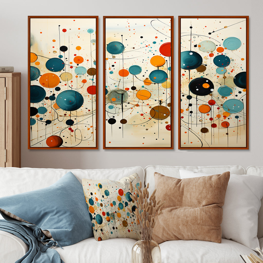 Green Beige Mid Century Abstract Retro IV - Canvas Multipanels Set of 3