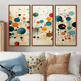 Green Beige Mid Century Abstract Retro IV - Canvas Multipanels Set of 3