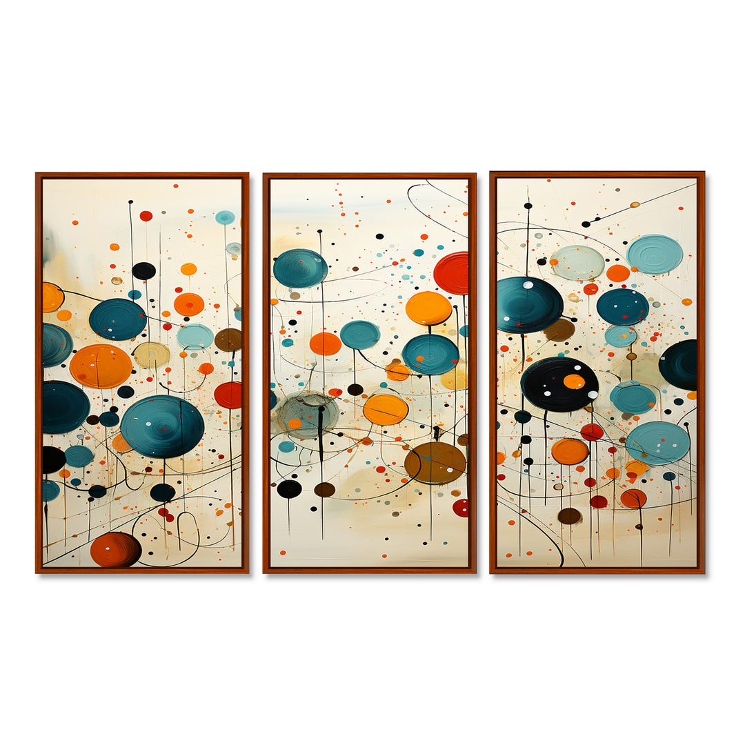 Green Beige Mid Century Abstract Retro IV - Canvas Multipanels Set of 3
