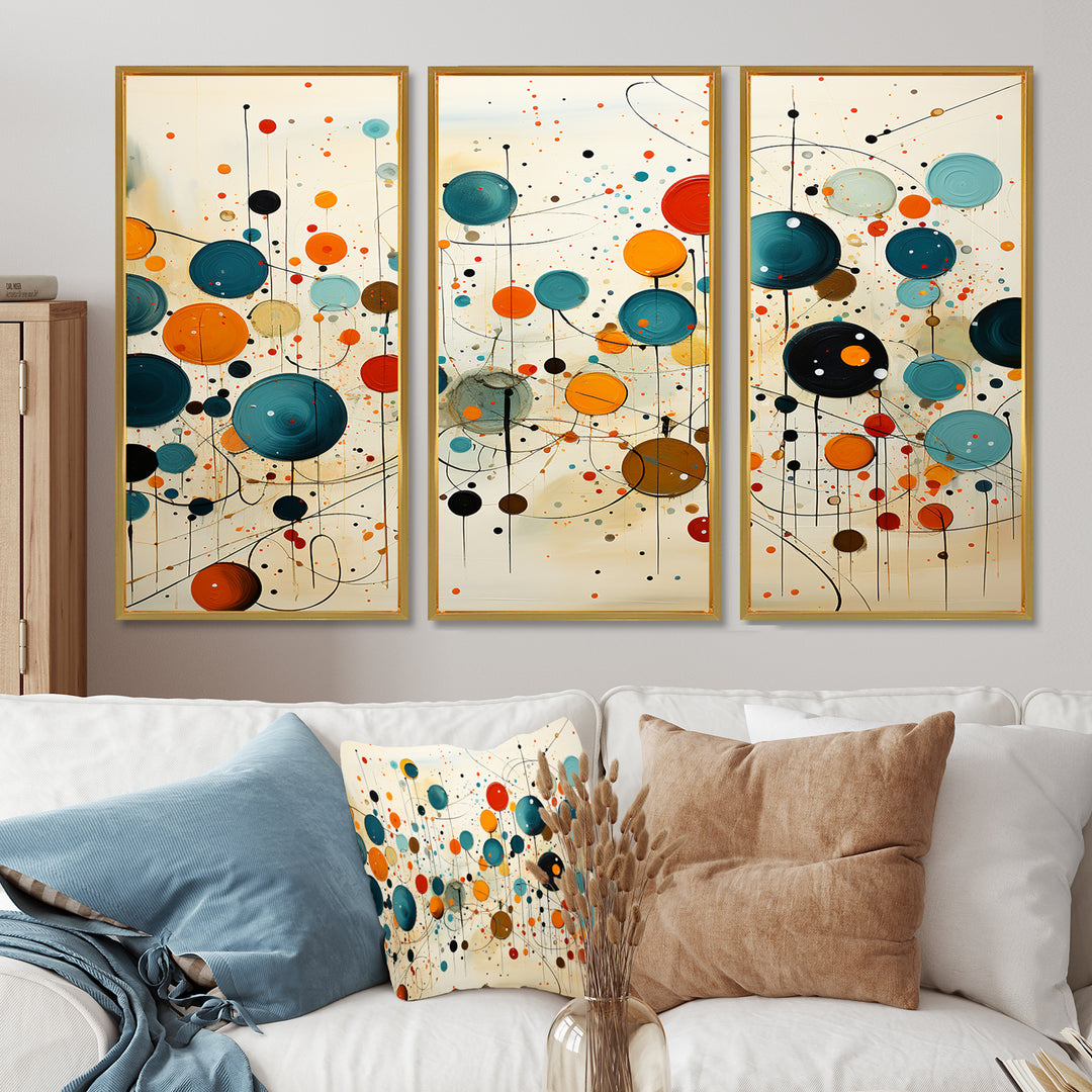 Green Beige Mid Century Abstract Retro IV - Canvas Multipanels Set of 3