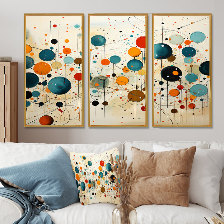 Green Beige Mid Century Abstract Retro IV - Canvas Multipanels Set of 3