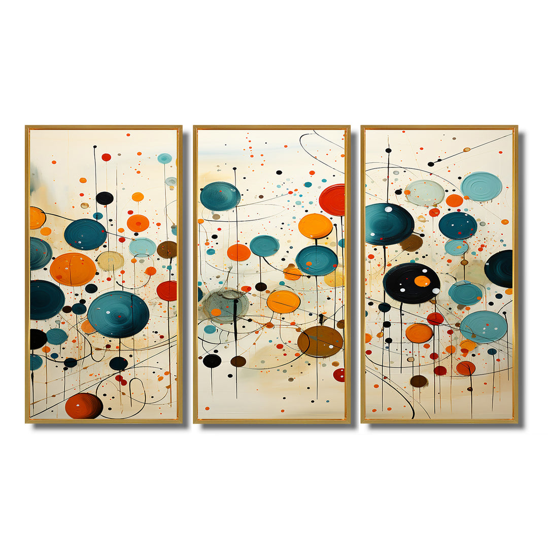 Green Beige Mid Century Abstract Retro IV - Canvas Multipanels Set of 3