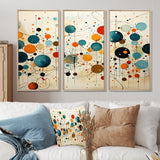 Green Beige Mid Century Abstract Retro IV - Canvas Multipanels Set of 3