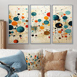 Green Beige Mid Century Abstract Retro IV - Canvas Multipanels Set of 3